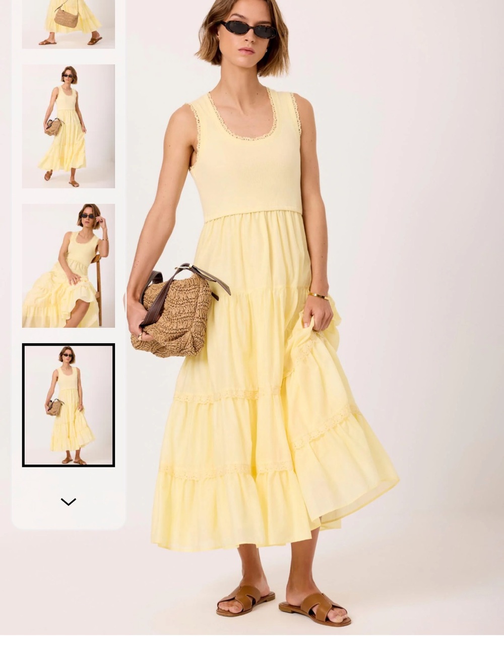 Mint velvet Sleeveless Tiered Yellow Dress